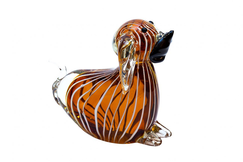 Статуэтка "Собака" янтарная 13х7х11,5 см