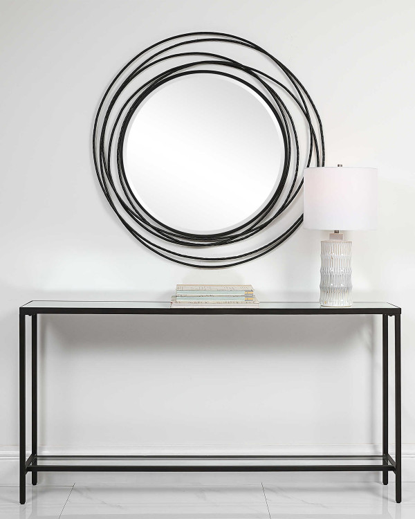 Черная консоль со стеклом Уитман