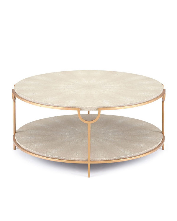 Кофейный стол круглый "Олдем" с кожаным покрытием