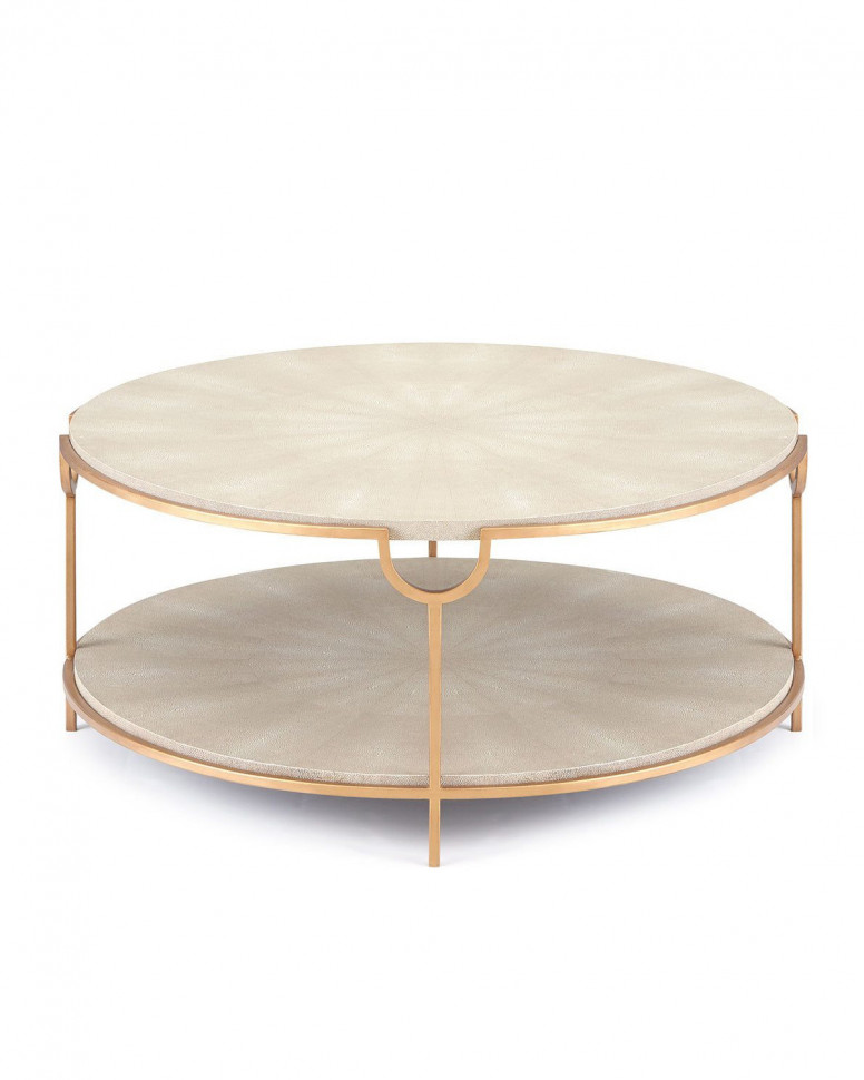 Кофейный стол круглый "Олдем" с кожаным покрытием