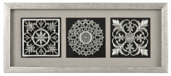 Панно настенное "Вертикальный декор 1" в серебристой раме