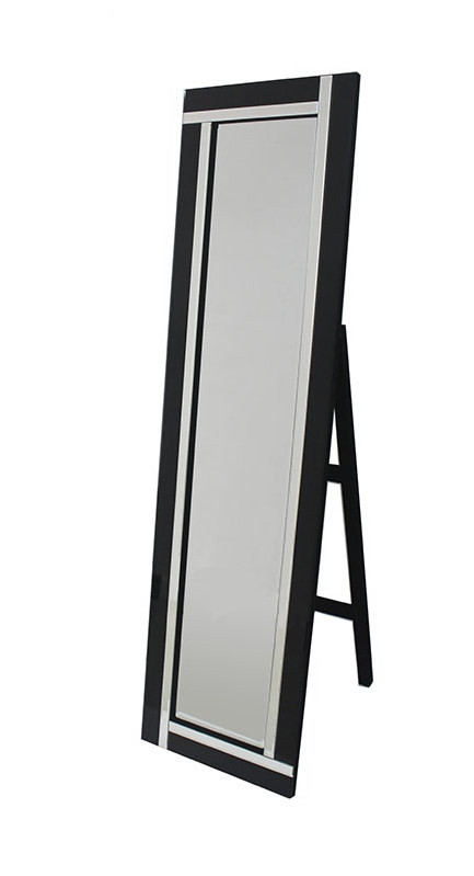 Зеркало напольное с чёрной стеклянной рамой