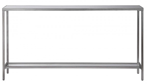 Консоль пристенная металлическая со стеклом